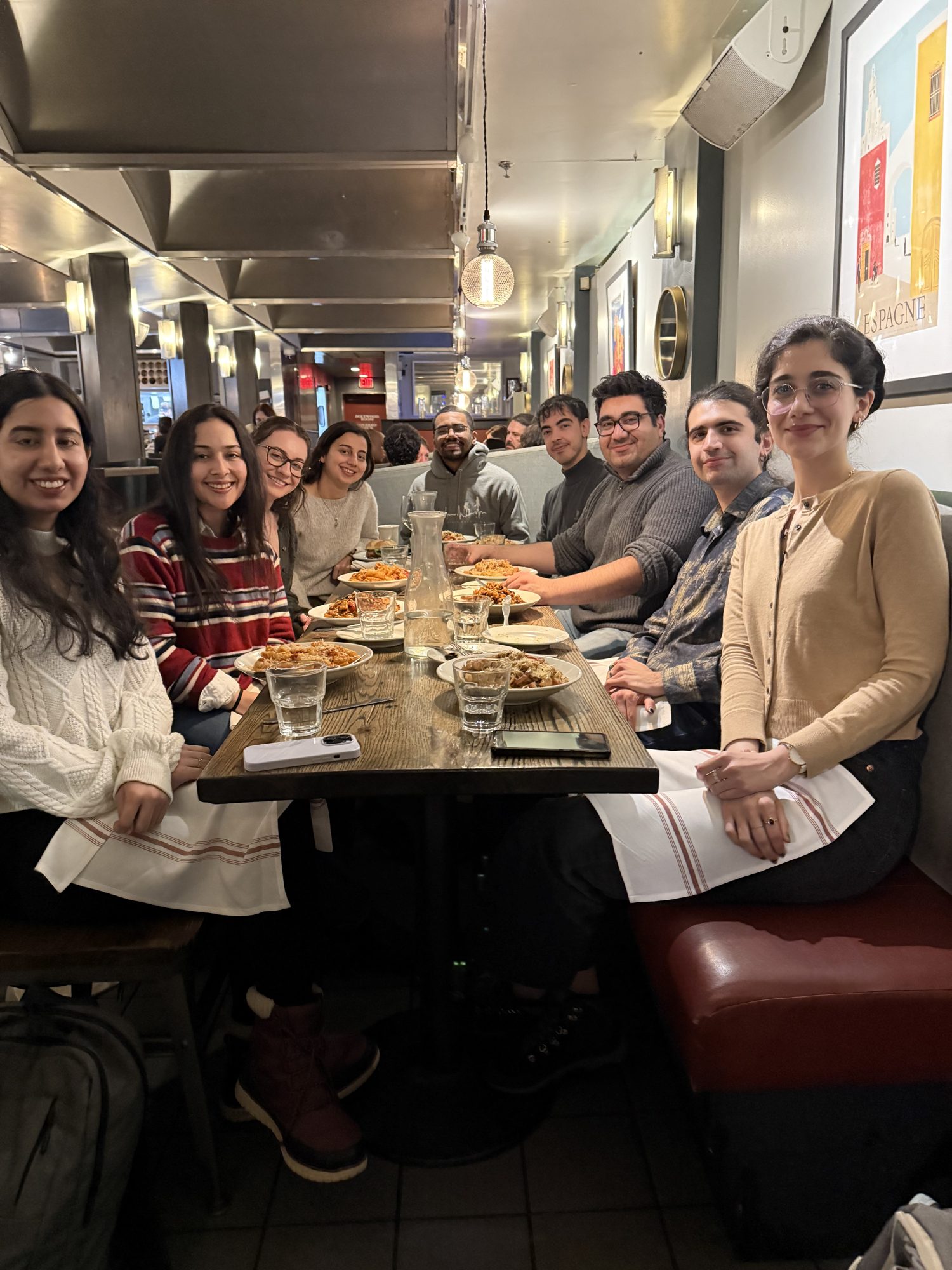 The lab out for dinner together.